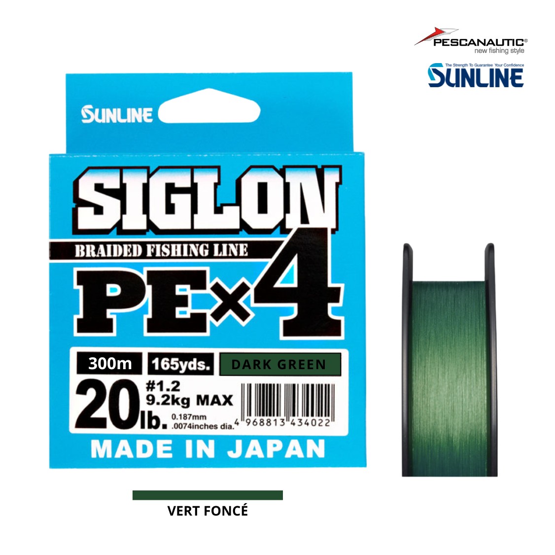 SIGLON BRAID PE 4X Vert Foncé 300m PE 1.5 - 25 LB (0,209 mm)