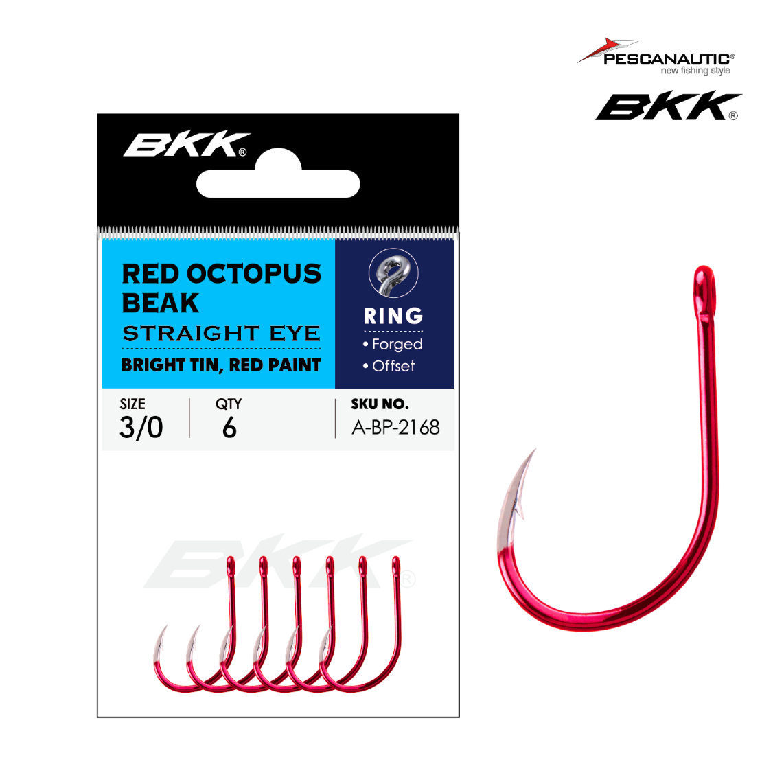 RED OCTOPUS BEAK Straight Eye n°3/0